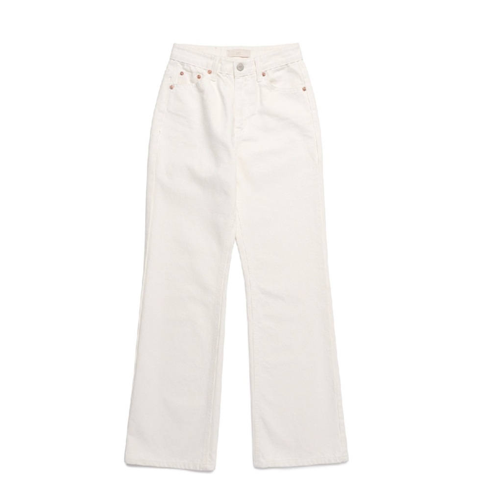 100% Cotton White Flare Jeans from Korea